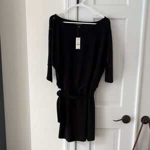 WHBM Mini Black Dress Blouson Waist with Belt